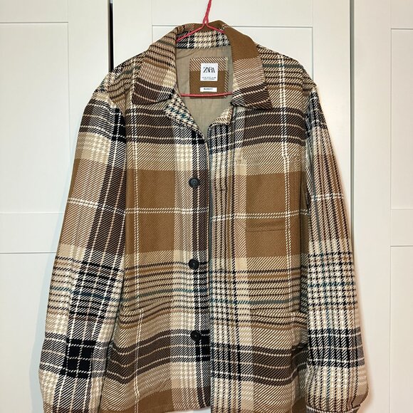 ZARA Plaid 100% Wool Jacket - Medium - Picture 4 of 5